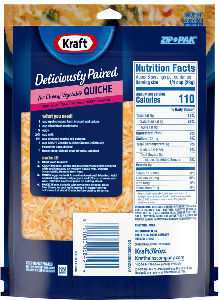 slide 5 of 11, Kraft Deliciously Paired Cheddar & Swiss Shredded Cheese for Eggs, 8 oz Bag, 8 oz