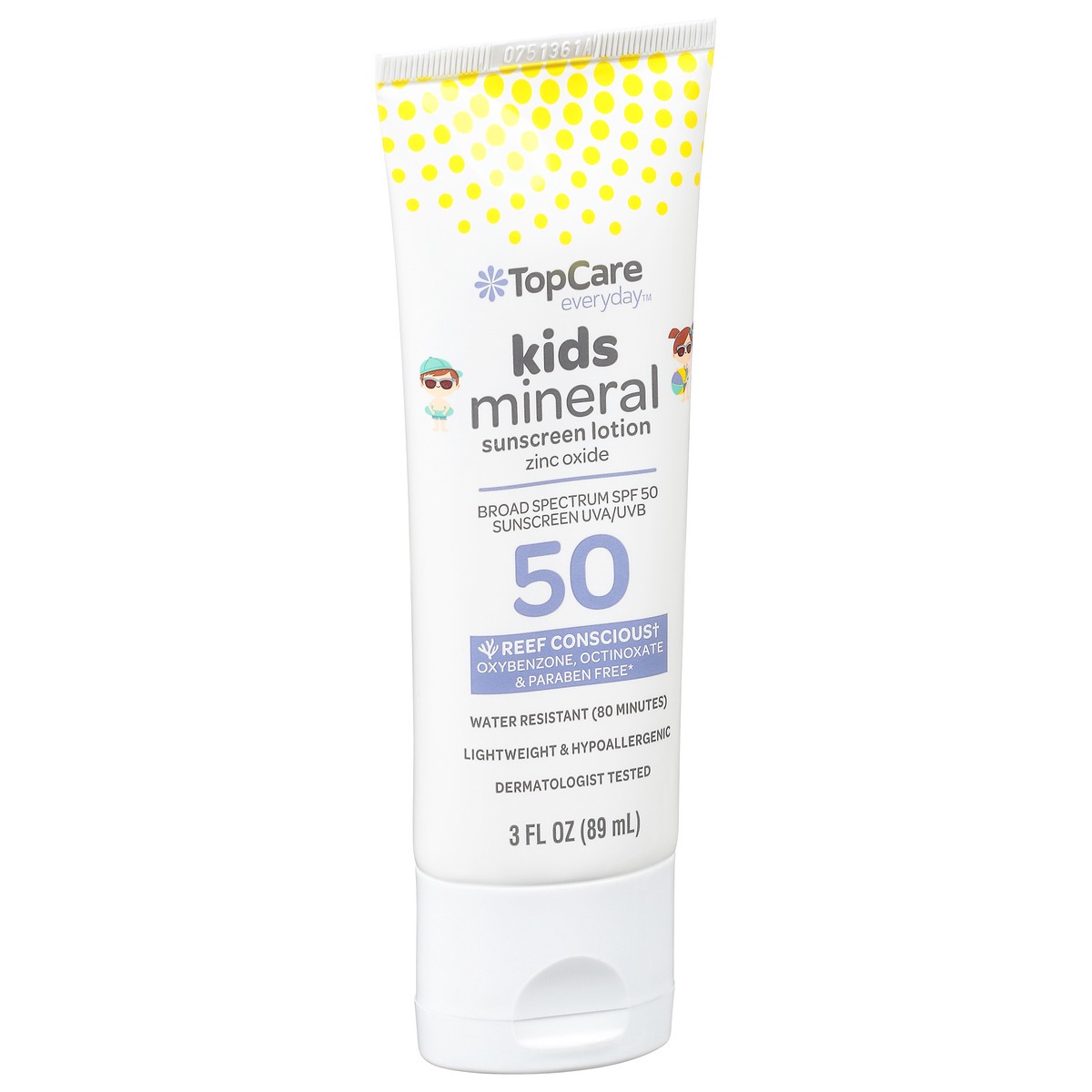 slide 4 of 9, TopCare Everyday Kids Mineral Broad Spectrum SPF 50 Sunscreen Lotion 3 fl oz, 3 oz
