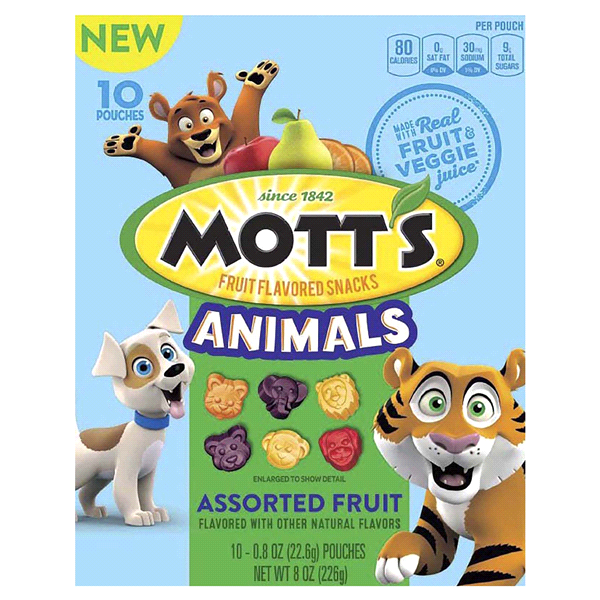 slide 1 of 29, Mott's Animals Fruit Snacks, Assorted Fruit, 8 oz, 10 ct, 10 ct