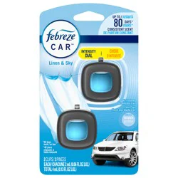 Febreze Car Air Freshener, Odor-Fighting Automotive Vent Clip, Linen & Sky Scent, 2 Count