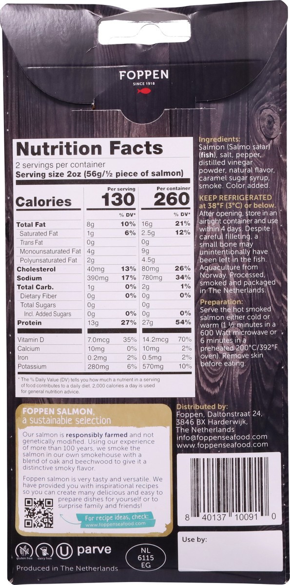 slide 7 of 9, Foppen with Black Pepper Hot Smoked Norwegian Atlantic Salmon with Black Pepper 4 oz, 4 oz