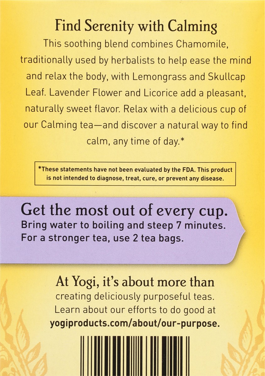 slide 2 of 9, Yogi Caffeine Free Calming Tea Bags Herbal Supplement 16 ea, 16 ct