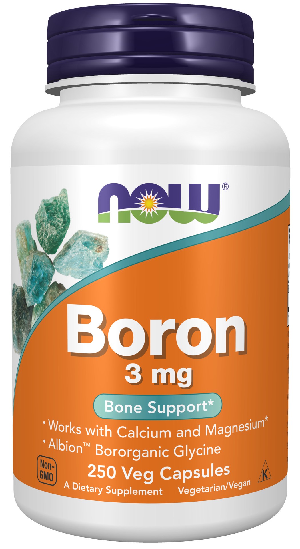 slide 1 of 4, NOW Boron 3 mg - 250 Veg Capsules, 250 ct