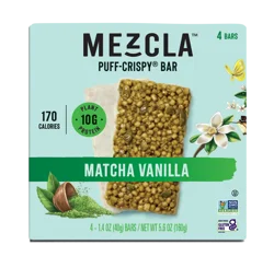 Mezcla Puff-Crispy Matcha Vanilla Plant Protein Bars - 4 - 1.4 oz Bars