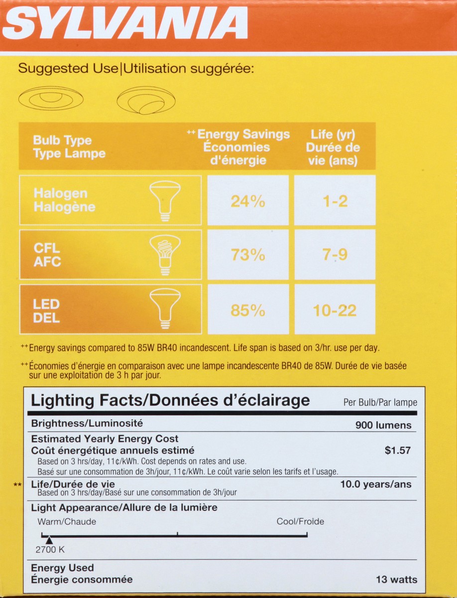 slide 7 of 9, Sylvania LED Flood Soft White 13 Watts Light Bulbs 2 ea, 2 ct