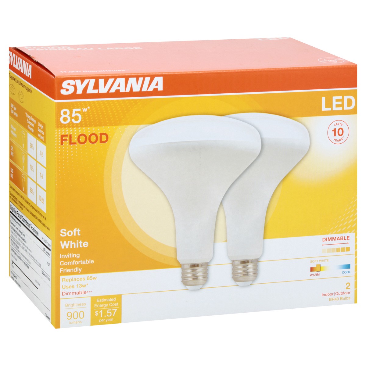 slide 4 of 9, Sylvania LED Flood Soft White 13 Watts Light Bulbs 2 ea, 2 ct