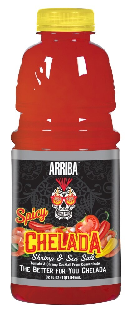 slide 1 of 1, Arriba Spicy Chelada Shrimp & Sea Salt Tomato Juice Blend, 32 fl oz