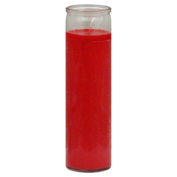 slide 1 of 1, Reed Candle Brilux Clear Red Wax Religious Candle, 8 in