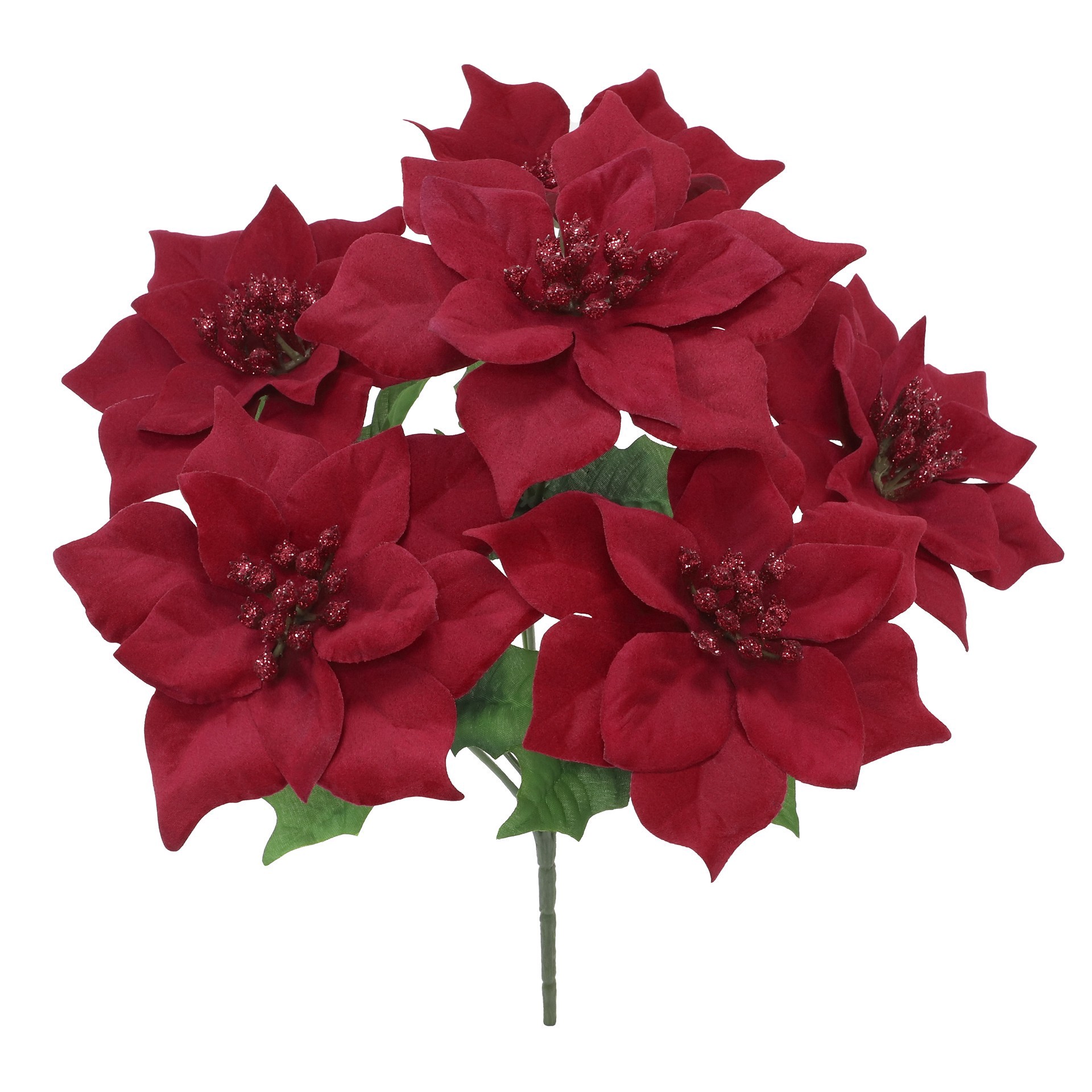 slide 3 of 3, 12" Poinsettia With Glitter Bush By Ashland, 8 in x 8 in x 12 in