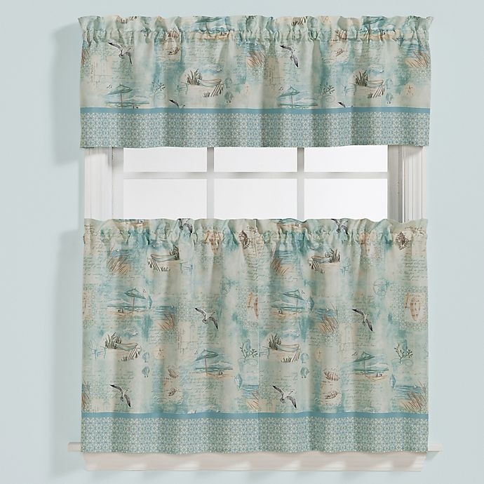 slide 1 of 1, Saturday Knight High Tide Window Curtain Tier Pair, 24 in