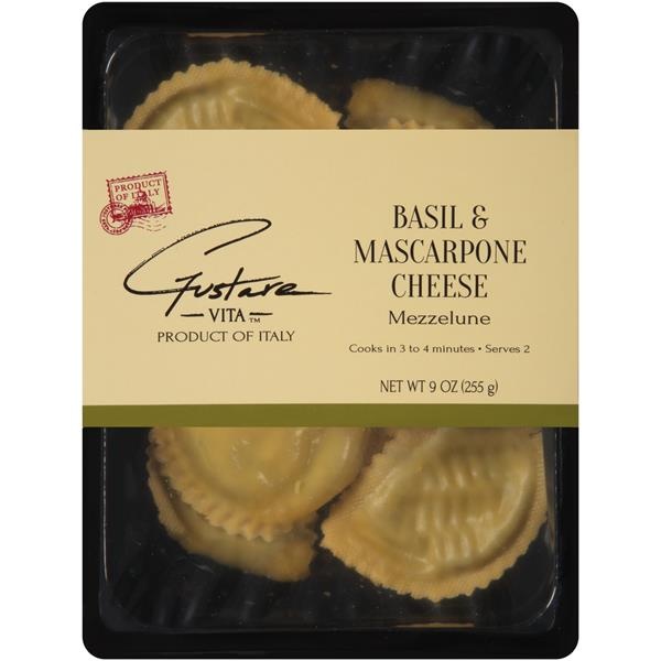 slide 1 of 1, Gustare Vita Basil & Mascarpone Cheese Mezzelune, 9 oz