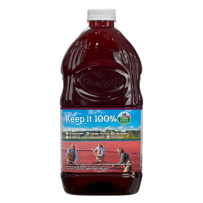 slide 5 of 5, Ocean Spray 100% Cranberry-Pomegranate Juice - 64 fl oz Bottle, 64 fl oz
