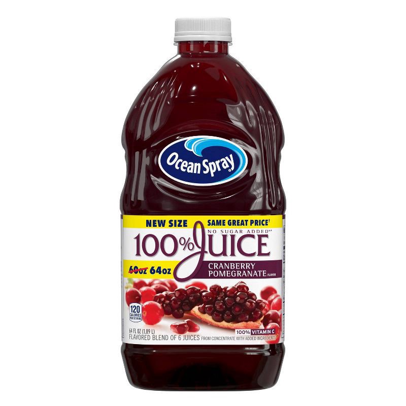 slide 1 of 5, Ocean Spray 100% Cranberry-Pomegranate Juice - 64 fl oz Bottle, 64 fl oz