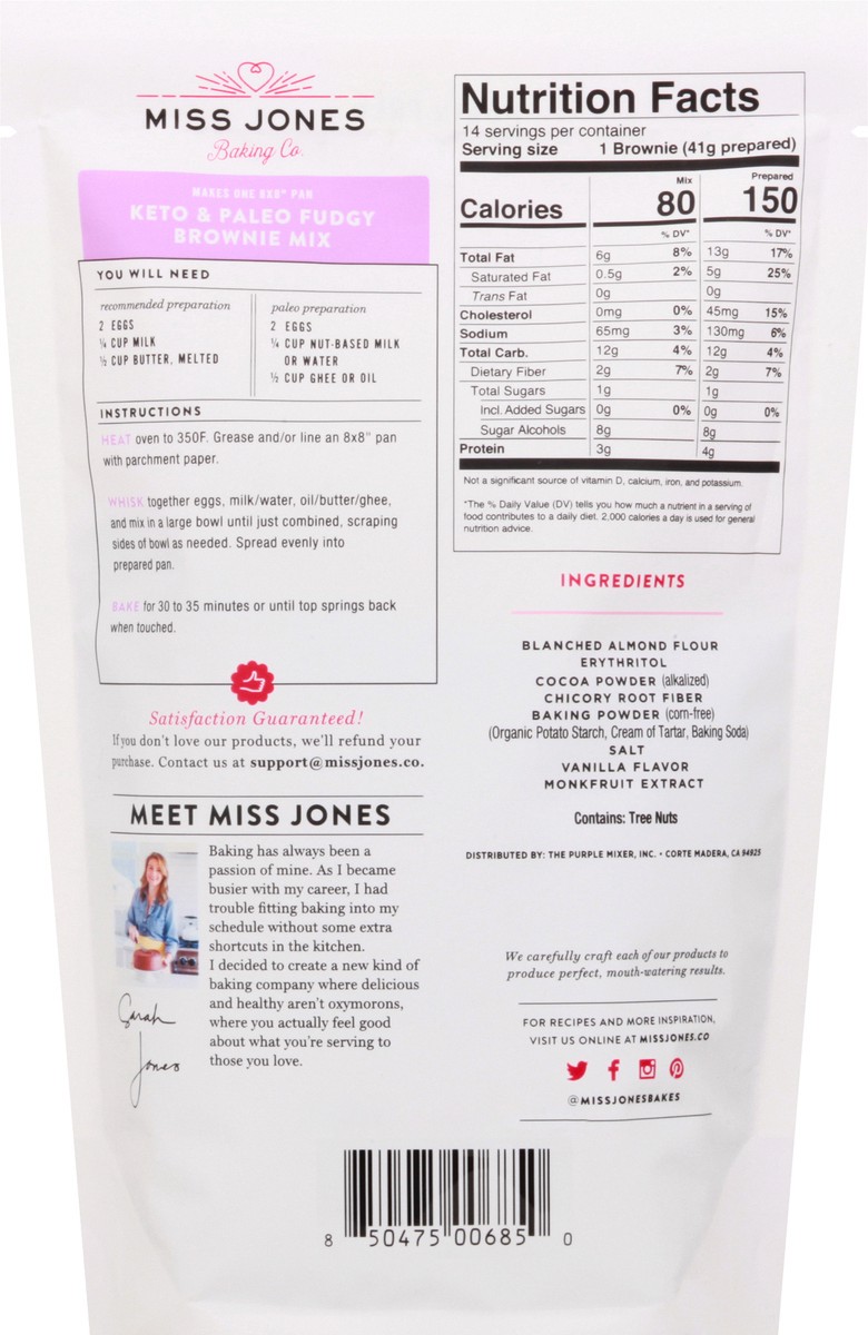 slide 6 of 9, Miss Jones Keto & Paleo Fudgy Brownie Baking Mix 10.57 oz, 10.57 oz