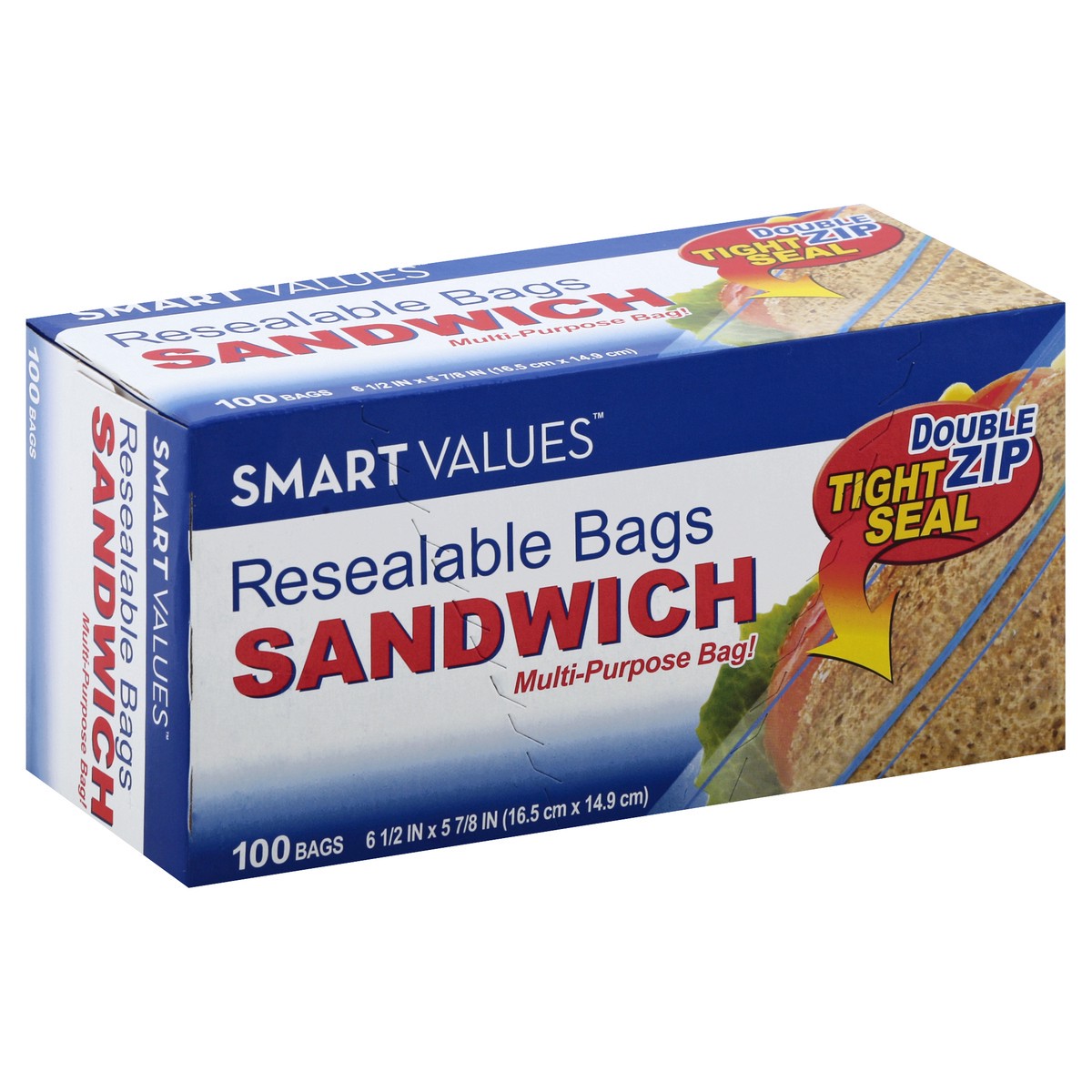 slide 2 of 4, SMART VALUES Resealable Bags 100 ea, 100 ct