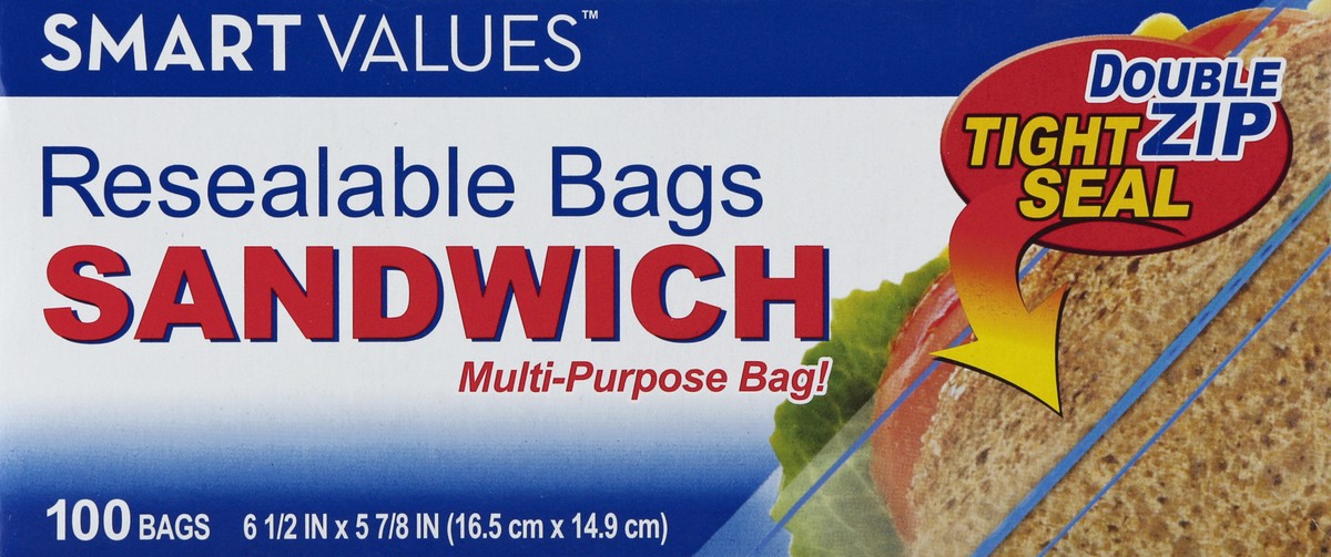 slide 4 of 4, SMART VALUES Resealable Bags 100 ea, 100 ct