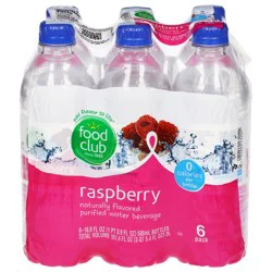 Food Club Raspberry Purified Water Beverage, 6 pk 16.9 oz
