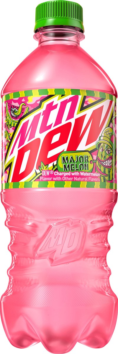 slide 8 of 10, Mountain Dew Major Melon Dew Charged With Watermelon 20 Fl Oz, 20 fl oz