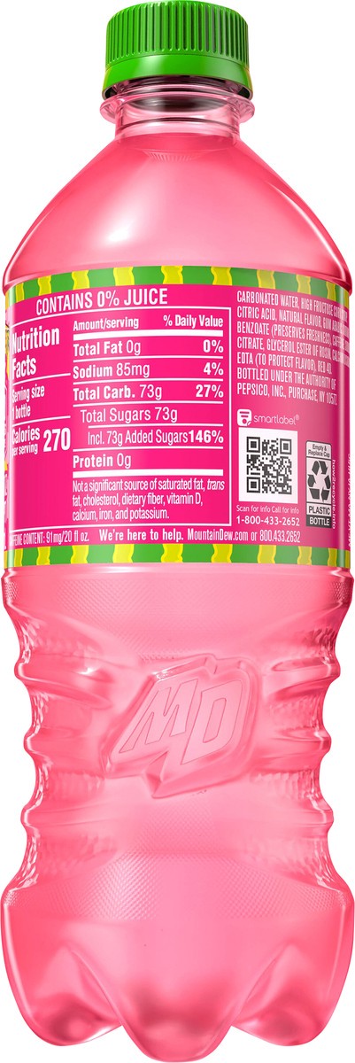 slide 10 of 10, Mountain Dew Major Melon Dew Charged With Watermelon 20 Fl Oz, 20 fl oz