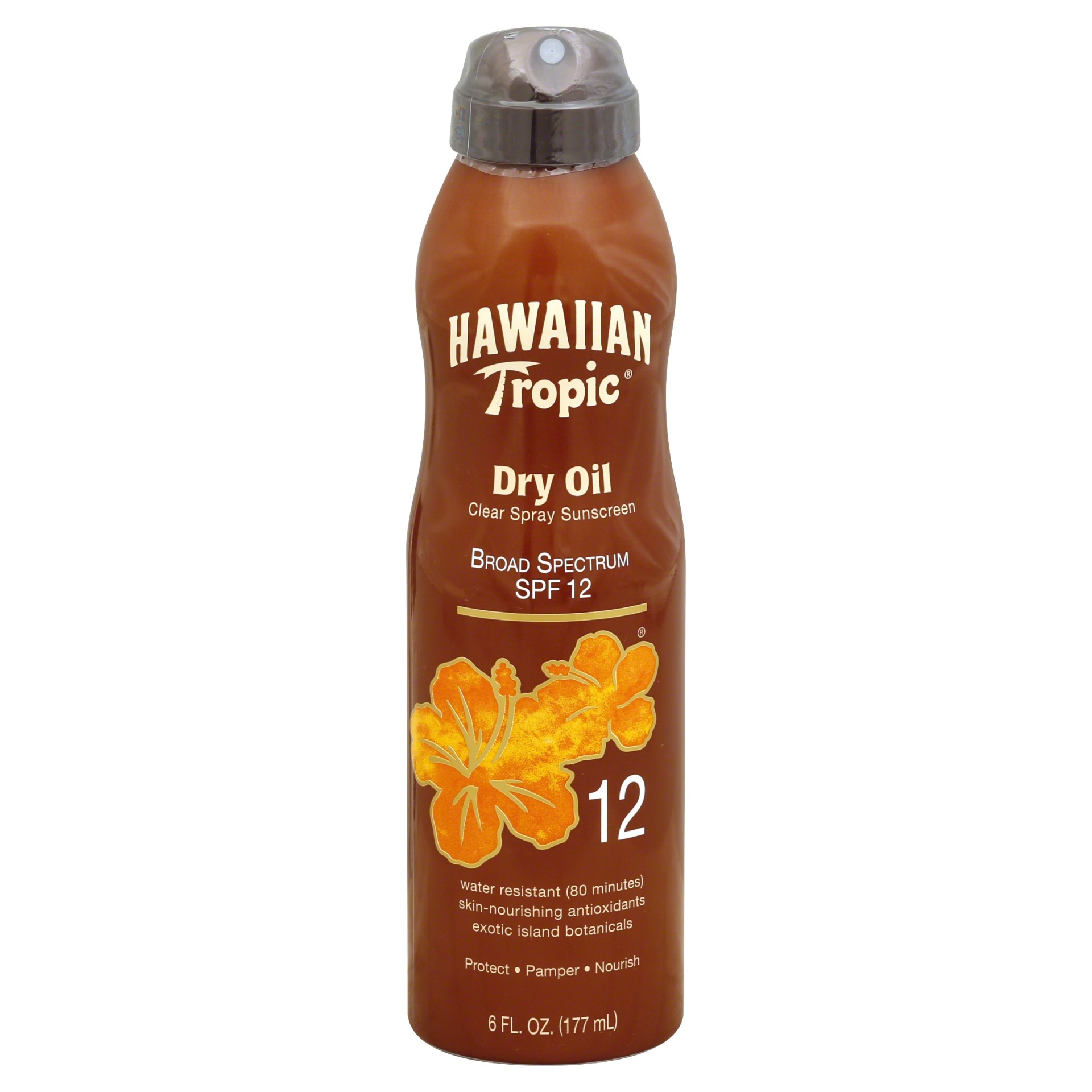slide 1 of 1, Hawaiian Tropic Tanning Dry Oil Spf 12 Clear Spray, 6 fl oz