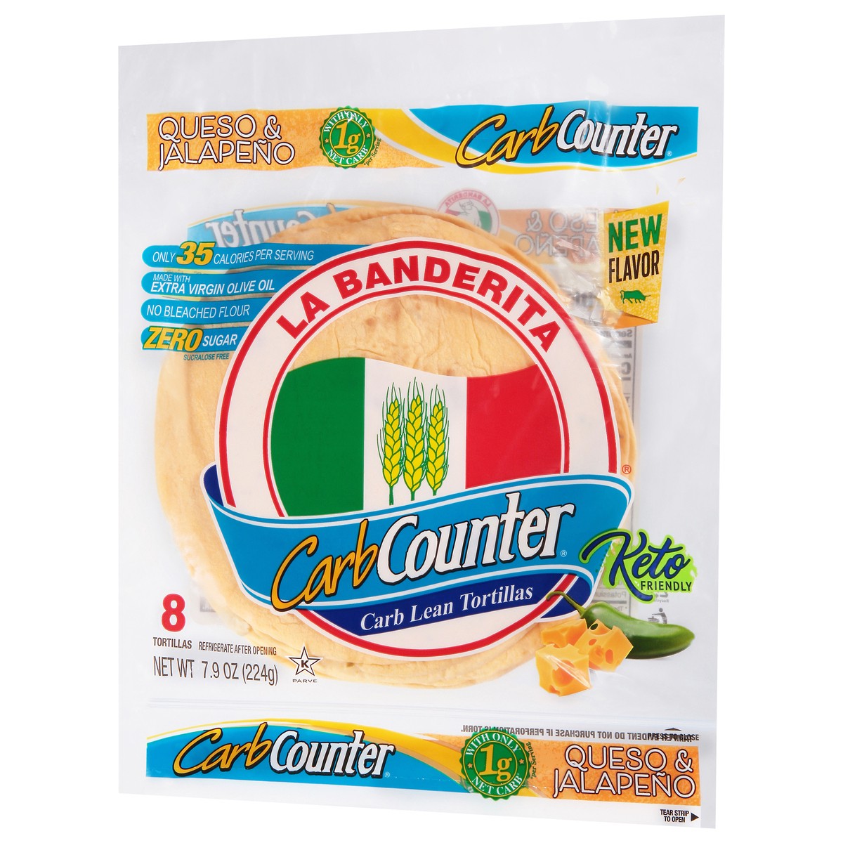 slide 6 of 9, La Banderita Carb Counter Queso & Jalapeño Flour Tortillas, 8 ct