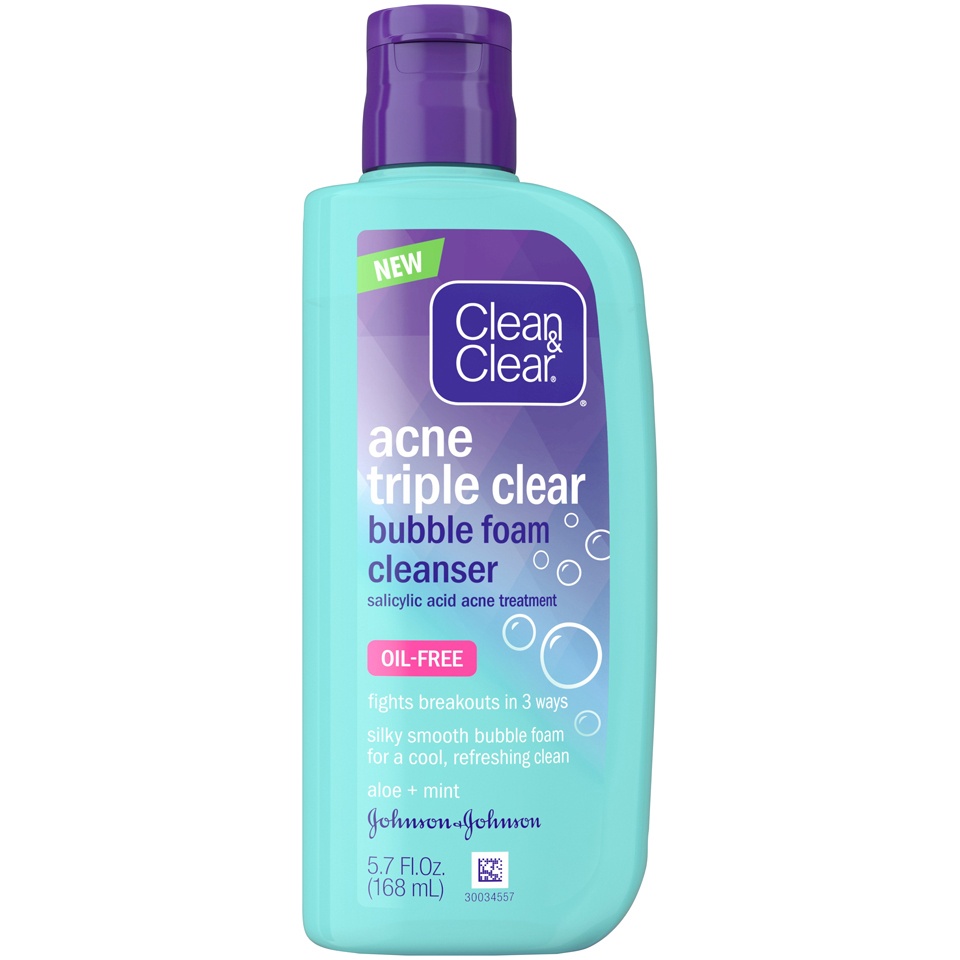 slide 1 of 6, Clean & Clear Acne Triple Clear Bubble Foam Cleanser, 5.7 fl oz