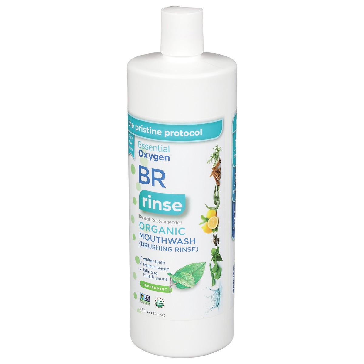slide 11 of 13, Essential Oxygen Organic Brushing Rinse Peppermint Mouthwash 32 fl oz, 32 fl oz