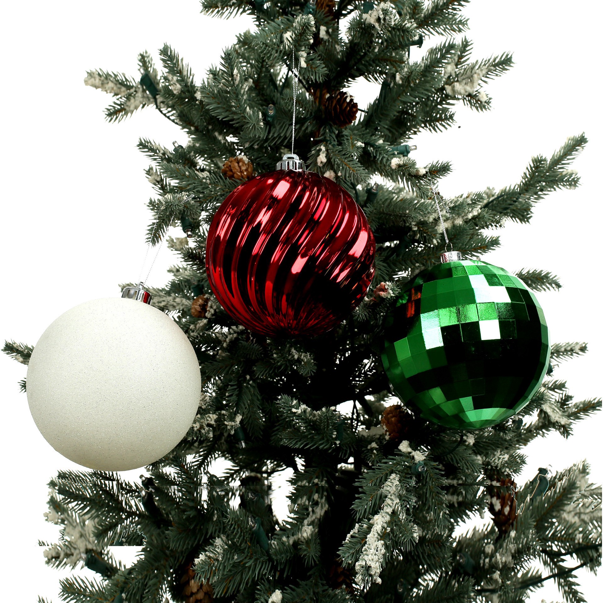 slide 3 of 3, 5 Pack 5.7" Red, Green & Silver Peppermint Lane Shatterproof Ornaments By Ashland, 5 ct