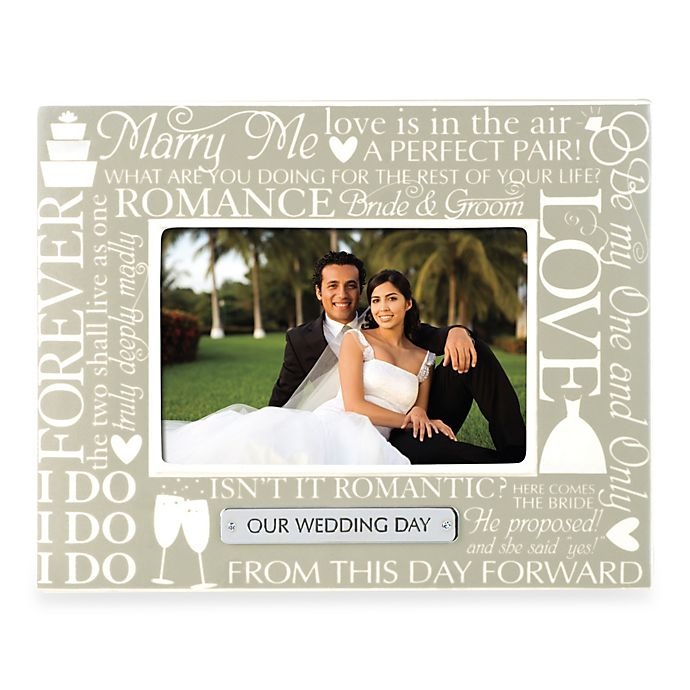 slide 1 of 1, Grasslands Road Ceramic Our Wedding Day Photo Frame - Grey, 4 in x 6 in