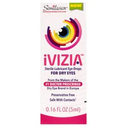 iVIZIA Sterile Lubricant Eye Drops for Dry Eyes, Preservative-Free, Moisturizing, Dry Eye Relief, Contact Lens Friendly, 0.16 fl oz