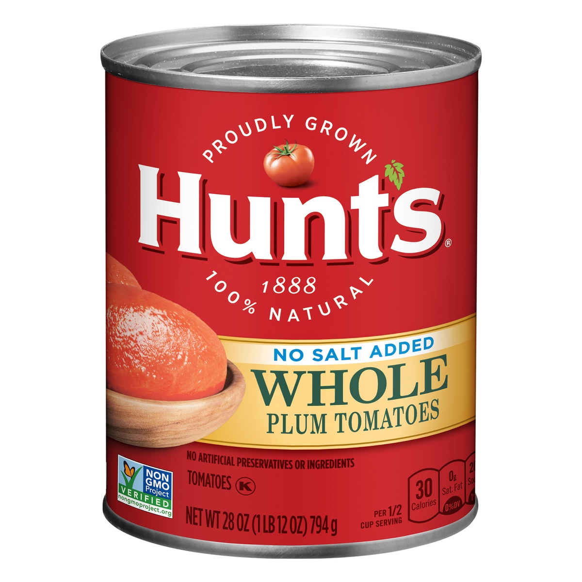 slide 1 of 5, Hunt's No Salt Added Whole Peeled Plum Tomatoes, 28 oz