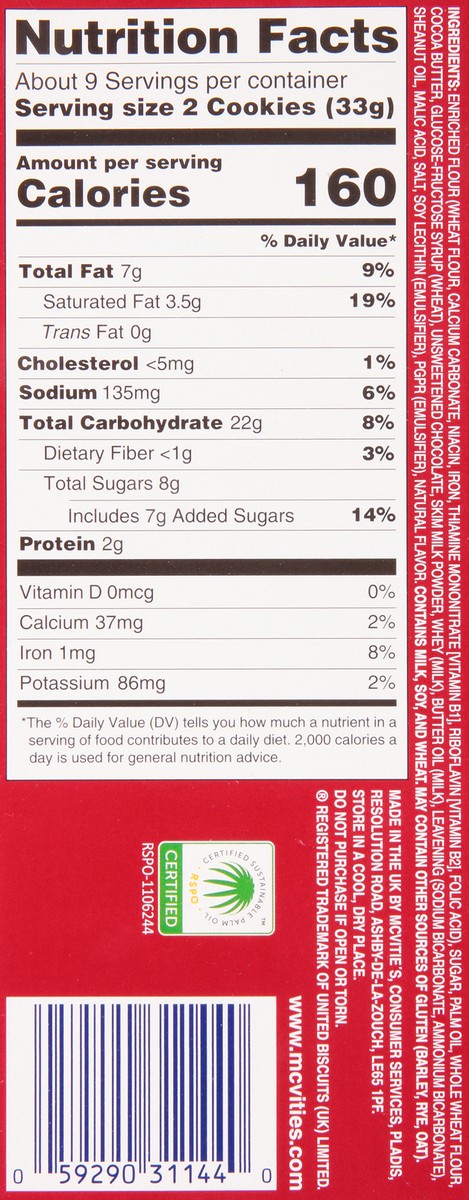 slide 5 of 9, McVitie's McVities Digestive Biscuits Wheat Milk Chocolate, 10.5 oz