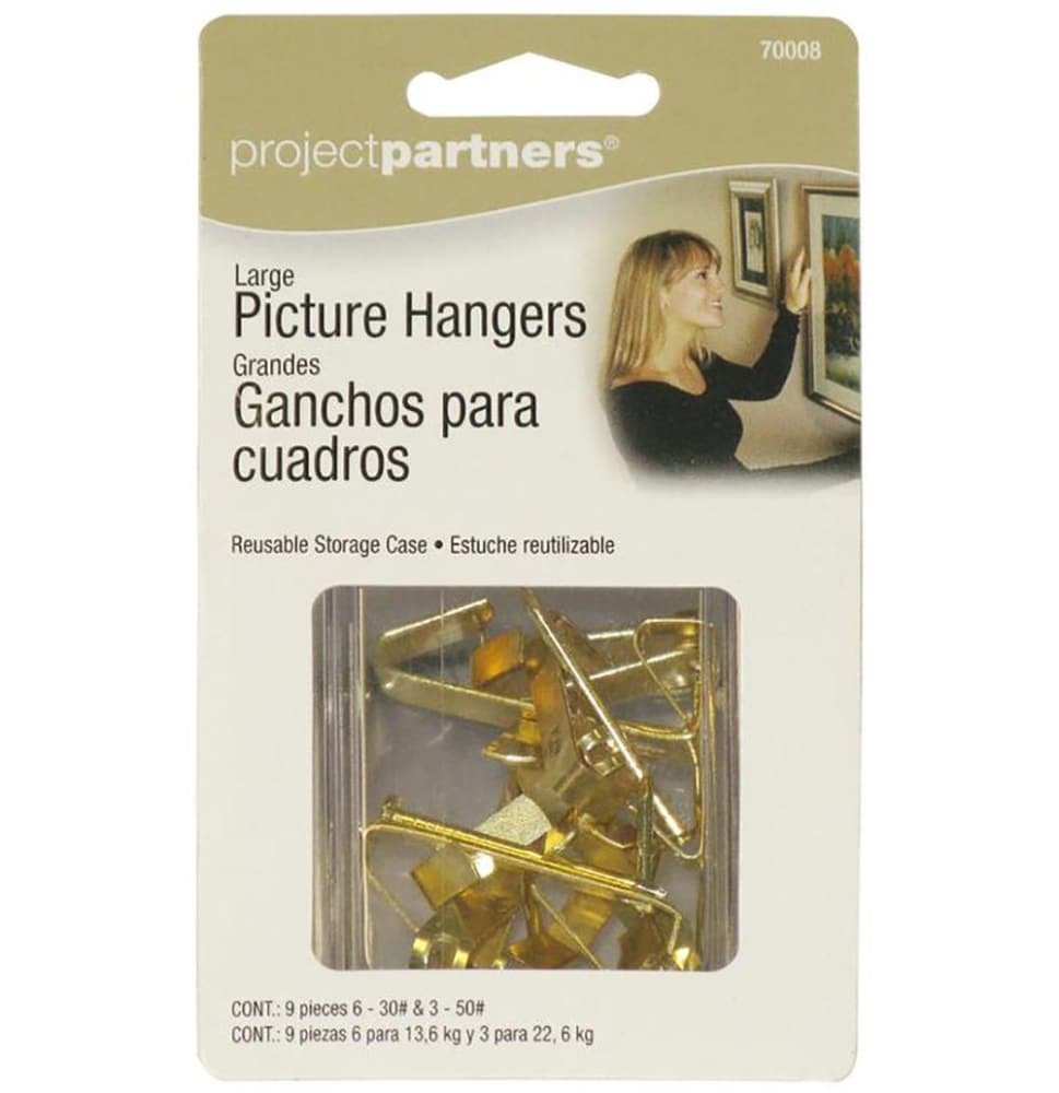 slide 1 of 1, Project Partners Large Picture Hangers - Gold, 1.6 oz