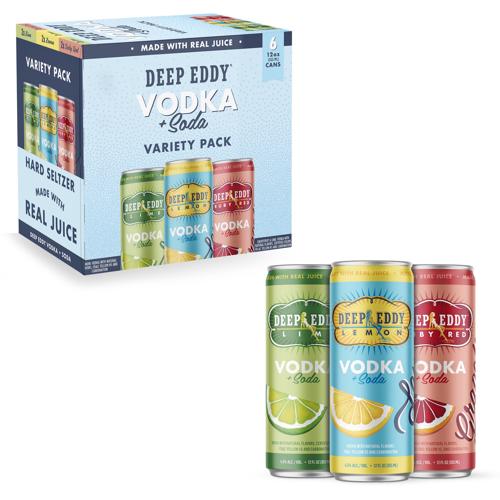 slide 1 of 3, Deep Eddy Orig Variety Pack 4Pk Can 355M, 6 ct; 12 oz