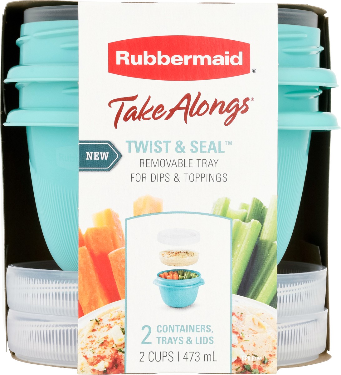 slide 1 of 9, Rubbermaid Take Alongs Twist & Seal Containers, Trays & Lids 2 ea, 2 ct