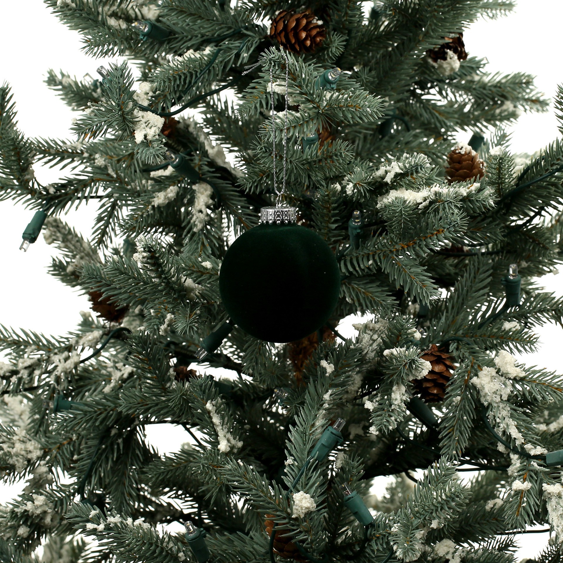 slide 2 of 3, 4 Pack 3.25" Dark Green Flocked Glass Ball Ornament By Ashland, 4 ct