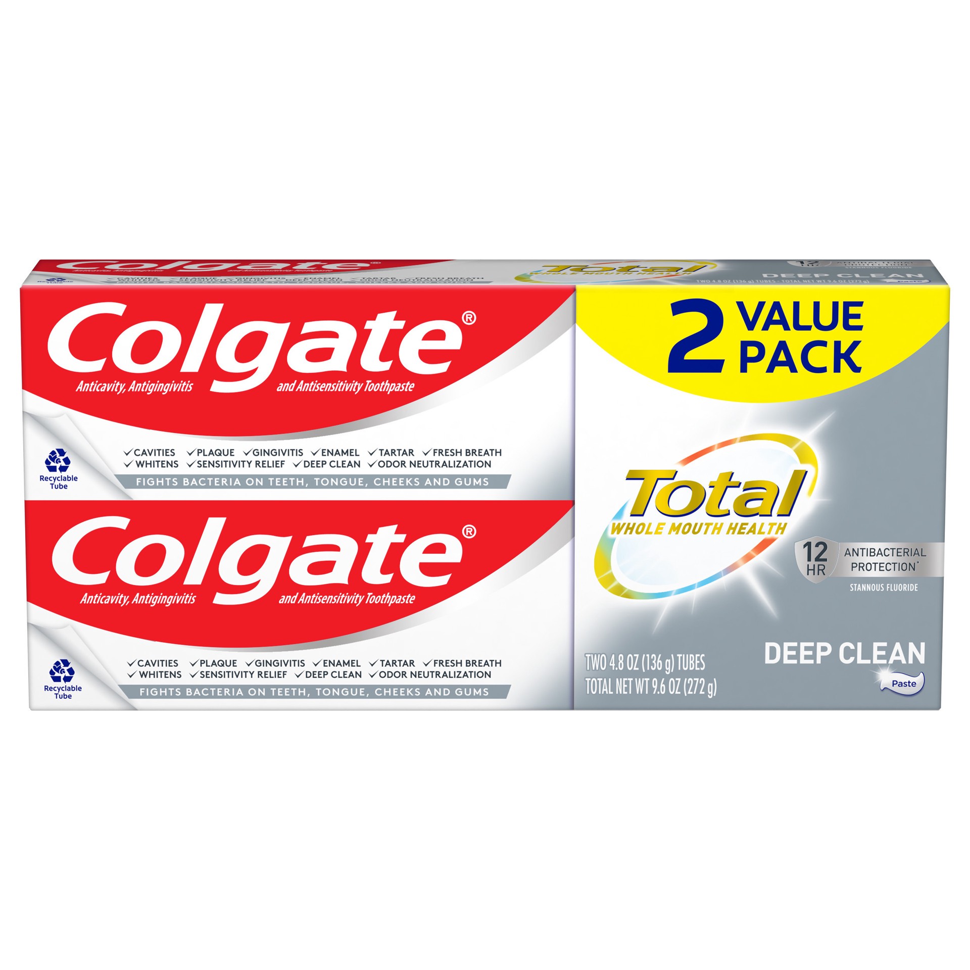 slide 1 of 7, Colgate Total Deep Clean Toothpaste - 4.8oz 2PK, 9.6 oz