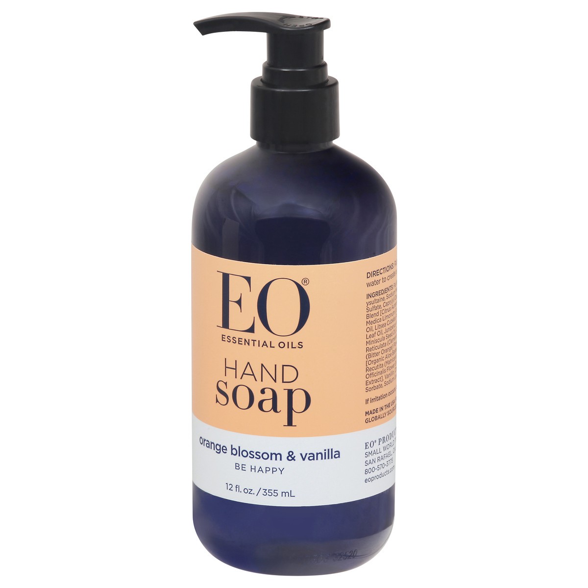 slide 10 of 11, EO Be Happy Orange Blossom & Vanilla Hand Soap 12 fl oz, 12 oz