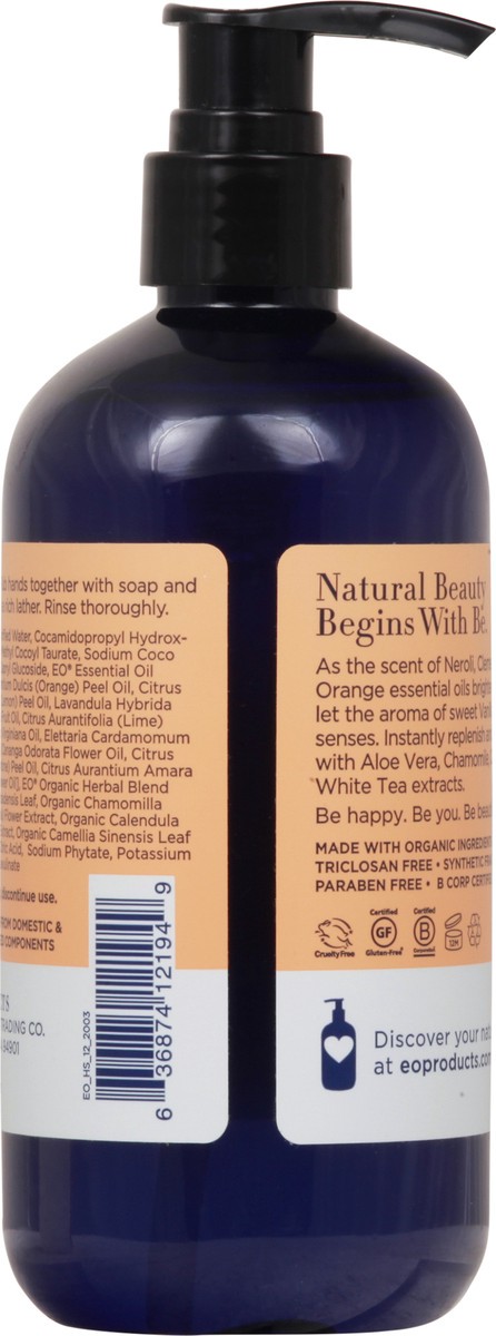slide 9 of 11, EO Be Happy Orange Blossom & Vanilla Hand Soap 12 fl oz, 12 oz