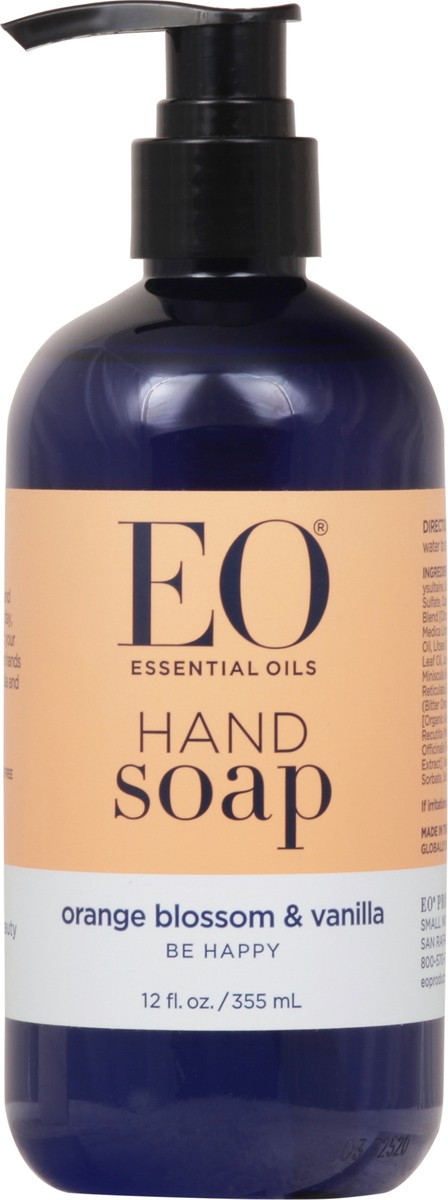 slide 4 of 11, EO Be Happy Orange Blossom & Vanilla Hand Soap 12 fl oz, 12 oz