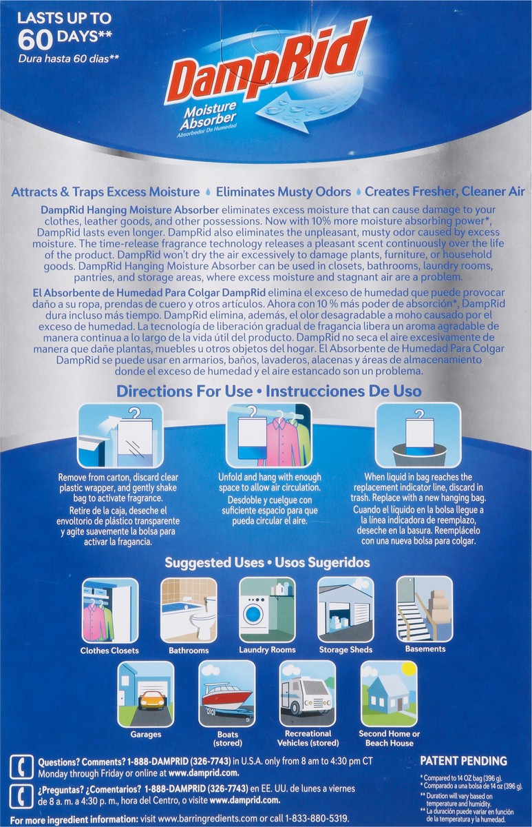 slide 5 of 9, DampRid Moisture Absorber, Fresh Scent, Hanging Bag, 15.4 oz