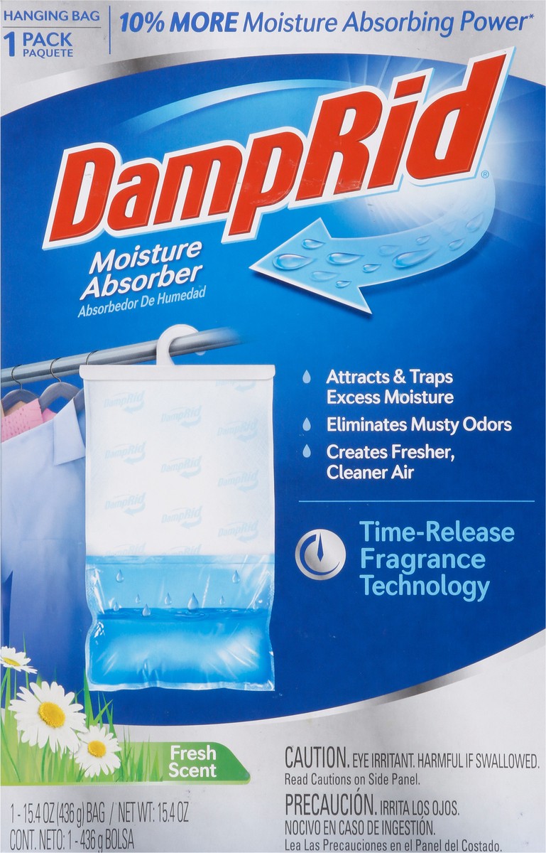 slide 6 of 9, DampRid Moisture Absorber, Fresh Scent, Hanging Bag, 15.4 oz