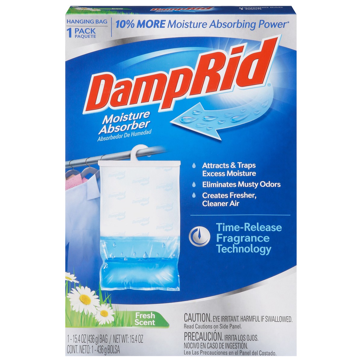 slide 1 of 9, DampRid Moisture Absorber, Fresh Scent, Hanging Bag, 15.4 oz