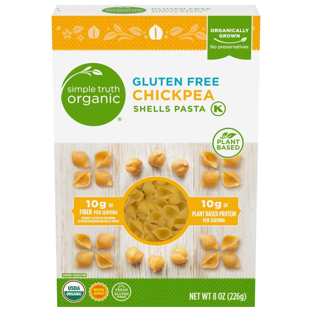 slide 1 of 6, Simple Truth Organic Gluten Free Chickpea Shells Pasta, 8 oz