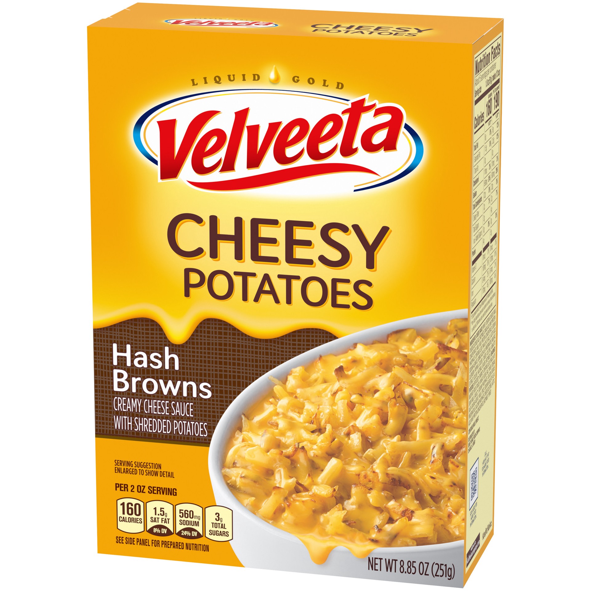 slide 3 of 5, Velveeta Cheesy Potatoes Shredded Hash Browns with Creamy Cheese Sauce, 8.85 oz Box, 8.8 oz