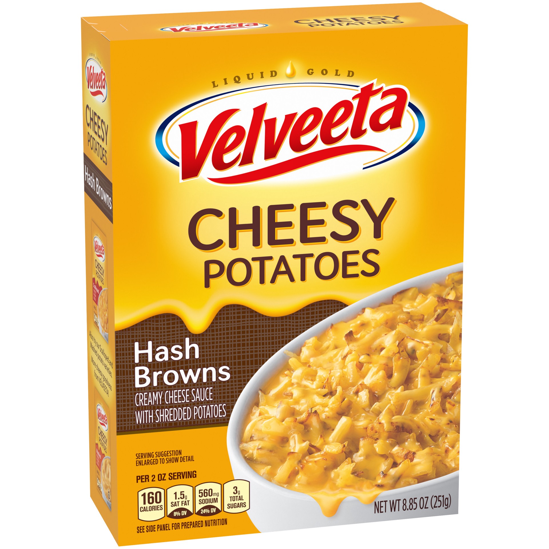 slide 5 of 5, Velveeta Cheesy Potatoes Shredded Hash Browns with Creamy Cheese Sauce, 8.85 oz Box, 8.8 oz