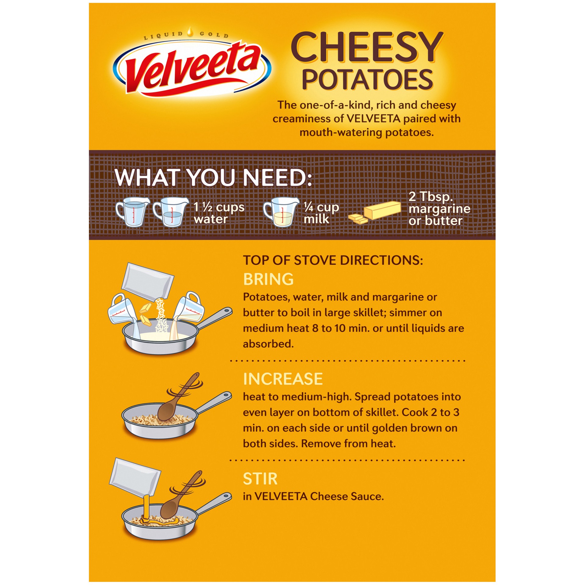 slide 2 of 5, Velveeta Cheesy Potatoes Shredded Hash Browns with Creamy Cheese Sauce, 8.85 oz Box, 8.8 oz