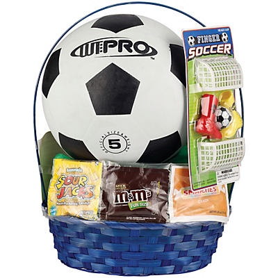 slide 1 of 1, Wonder Treats Boys Blue Soccer Ball Easter Gift Basket, 1 ct