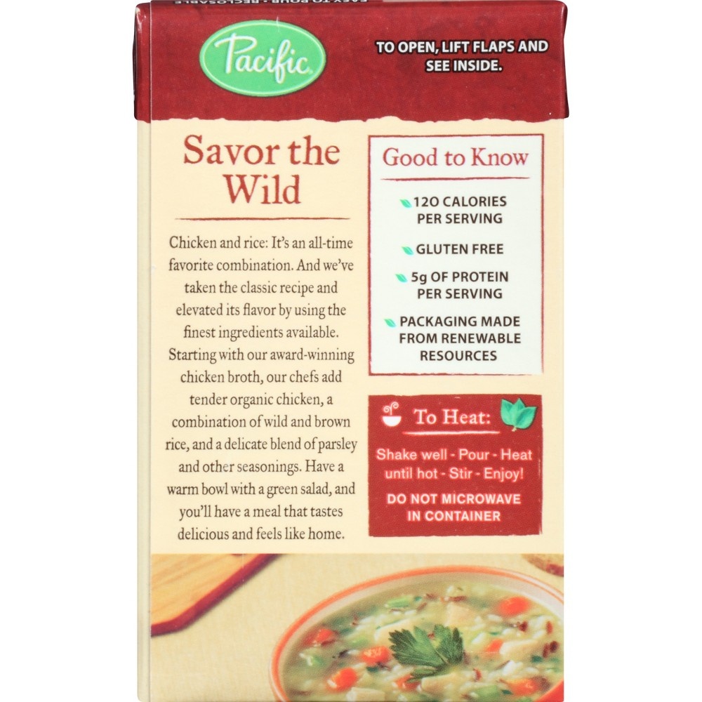 slide 3 of 9, Pacific Foods Organic Chicken & Wild Rice Soup, 17.6 oz