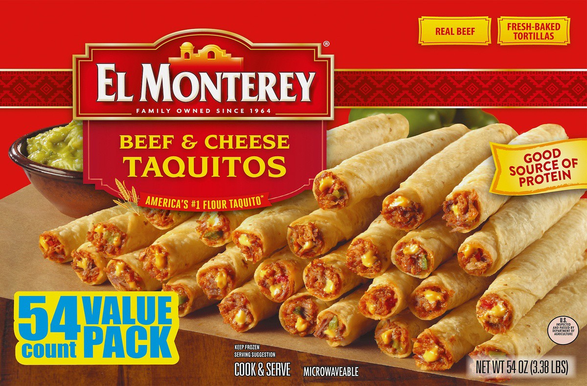 slide 6 of 6, El Monterey Beef & Cheese Taquitos, 54 ct; 54 oz